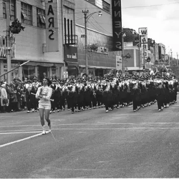 marching band downtown Eau Claire 1965